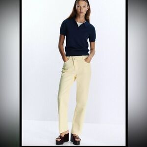 NWT High Waisted Crossover Jeans Straight Yellow Jeans